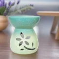Keramische etherische olie aromabrander met bloemendesign voor sfeervolle huisdecoratie - Turkoois