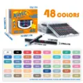 48 colors dual tip acrylic markers set with stackable storage box and color swatch chart. - 48-Color Stackable Acrylic Markers