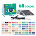 60 colors dual-tip acrylic markers set with storage box, art painting and drawing pens. - 60-Color Stackable Acrylic Markers