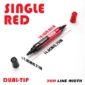 Detailed dimensions and specs for dual-tip red whiteboard marker with 2mm tip - Red