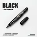 Black permanent marker with 2-3mm line width, quick-drying waterproof ink for multi-surface writing. - Black