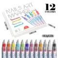 Σετ 12 μαρκαδόρων nail art με μύτη 0,5 mm για DIY ζωγραφική και σχέδια νυχιών. - Δώδεκα χρώματα