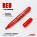 Red permanent marker pen with 2-3mm fine line width, waterproof and quick-drying ink. - Red