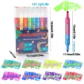 Dual-tip pastel highlighters set with 8 vibrant colors, quick-drying marker pens for school. - Dual-Color 8-Pack