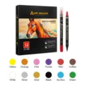12 Kleuren Acryl Stift Set Dubbele Punt Tekenpennen voor Kinderen DIY Tekening en Kunst - 12-Kleuren Set