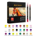 24-kleur acryl marker set met dubbele punt, sneldrogende waterdichte pennen voor DIY kunst. - 24 Kleuren Set