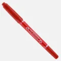 Red double-ended permanent marker with fine and extra fine tips for precise marking - Red