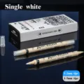Dual head acrylic marker pen single white set with 1-2mm and 1-5mm tips for art design. - Erasable Pens