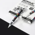 Acrylic paint marker pens set, dual tip art highlighters for DIY rock wood canvas journaling art. - Single Piece / White