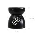Quemador de incienso de cerámica negro mate para aceites y cera, 10x11,5 cm - Negro mate