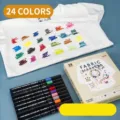 Set de 24 rotuladores textiles vibrantes para pintura creativa en ropa y zapatos - Juego de 24 Colores