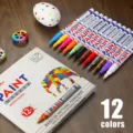 0.7mm Rotuladores de Pintura Set 12 Colores Impermeables Permanentes para Piedras Arte - Juego de 12 Colores