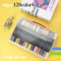 60st 120 kleuren acryl stift set met draagbare tas voor kinderen tekenen kunst ontwerp - 60 Stuks 120 Kleuren
