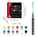 Premium-Set mit 12 Acryl-Pinselmarkern inklusive detaillierter Maße und Farbmuster - 12-Farben-Set