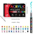 Set aus 36 professionellen Acrylpinselstiften mit detaillierten Größen- und Gewichtsangaben - 36-Farben-Set