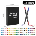 Set de 72 rotuladores de doble punta con estuche negro para dibujo profesional - 72 Colores