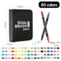 Set de 80 rotuladores de doble punta con estuche negro para el dibujo profesional - 80 Colores