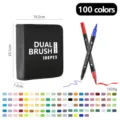Juego de 100 rotuladores de doble punta con bolsa negra y carta de colores detallada - 100 Colores