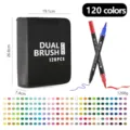 Set profesional de 120 rotuladores de acuarela de doble punta con estuche negro - 120 Colores