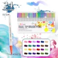 24 Colors Dual Tip Brush Pens Set with Fine and Soft Brush Tips for Drawing - 24 Colors