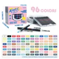 96 Colors Dual Tip Acrylic Markers Set with Stackable Storage Box and Color Chart for Art Painting. - 96-Color Stackable Box Acrylic Markers