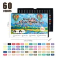Set de 60 marcadores acrílicos de doble punta con caja de regalo, rotuladores de arte. - Juego de 60 Colores