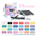 24 colors dual tip acrylic marker set with stackable storage box for art painting graffiti. - 24-Color Stackable Acrylic Markers