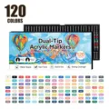 Set de 120 rotuladores acrílicos de doble punta, tinta de secado rápido para arte. - Juego de 120 Colores