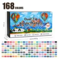 Dual-tip acrylic markers set 168 vibrant colors quick-dry art markers for drawing painting DIY crafts. - 168 Colors (Dual-Tip Soft & Hard Brush Pens Gift Box)