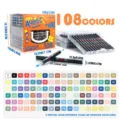 108 colors acrylic marker set with dual tips, portable storage box and color chart card. - 108-Color Stackable Box Acrylic Markers