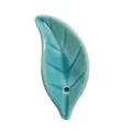 Mini ceramic leaf incense holder teal desktop aroma burner for home tea room meditation use - Blue