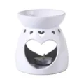 Elegante witte hartvormige keramische etherische oliebrander voor huisgeur en waxine - Wit