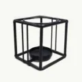 Black metal geometric candle holder, modern minimalist wire lantern stand for home decor. - Quadrilateral Candlestick / Black