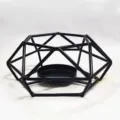 Zwarte geometrische metalen kandelaar diamant gevormde waxinelichthouder decor. - Zeshoekige Kandelaar / Zwart