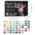 Dual-head acrylic paint markers set with 120 vibrant colors, perfect for art drawing and rock painting. - 60 Pens / 120 Colors Set