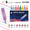Glitter metallieke markeerstift set 8 kleuren beitelpunt voor school studie kunst - Beitelpunt / 8-Kleuren Doos Set