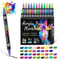 Dual tip acrylic paint markers set, 36 vibrant colors water based pens for art drawing. - Set of 36 Pieces (72 Colors)