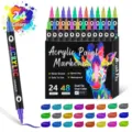Dual tip acrylic paint markers set, colorful art pens for drawing, waterproof and quick dry. - Set of 24 Pieces (48 Colors)