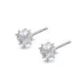 Elegant geometric cube stud earrings set with clear cubic zirconia in silver finish - Lu Ban Lock Stud / Platinum Color (Clear)