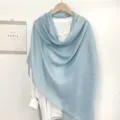 Leichter hellblauer Schal aus Baumwolle und Leinen, langes Pashmina-Tuch für Damen - Hellblau