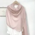 Eleganter hellrosa Baumwoll-Leinen-Schal für Damen, einfarbiges langes Tuch für Herbst - Rosa