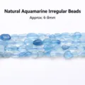 Perles d'aigue-marine irrégulières bleu clair naturelles 6-8mm pour la création DIY - Perle Irrégulière (JDXSX06) / 6-8mm Env. 55 Pcs / Aigue-marine Naturelle