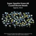 4mm facettierte grün schillernde Bicone-Kristallglasperlen für DIY-Schmuckherstellung - 4mm / Schillerndes Grünes Bikonus-Design (JDLBL04)