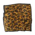 Elegante foulard quadrato in seta con stampa leopardata e bordo nero per donna moda. - 90x90cm / K Leopardo Caffè Scuro