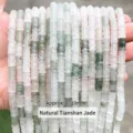 Natural Tianshan jade faceted bamboo-shaped loose beads for DIY jewelry making, 6x10mm - Double Layer Bamboo Tube / 6x10mm (Approx 37 Pcs)