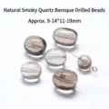 Cuentas de cuarzo ahumado natural transparente en forma de gominola para joyería - Cuenta de Caramelo Irregular / 9-14x11-19mm