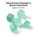 Natürliche grüne Erdbeerquarz-Würfelperlen, ca. 9-10 mm für DIY-Schmuckherstellung - Natürlicher Grüner Erdbeerquarz Würfel (JDXFK24) / 9-10mm
