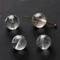 Cuentas de cuarzo transparente natural de alta calidad para pulseras hechas a mano - Cuenta Redonda Maldición de Riqueza (12mm) / Pieza única