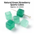 Natürliche grüne Erdbeerquarz-Würfelperlen, 11-12mm Größe für DIY Schmuckherstellung - Natürlicher Grüner Erdbeerquarz Würfel (JDXFK24) / 11-12mm