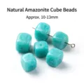 Natural teal blue amazonite sugar cube stone beads for DIY jewelry, 10-13mm size - Standard Size / Natural Amazonite Cube